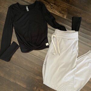 Bundle EUC Long Sleev Cove Twist Tee & NWOT Lux Rib Performance Jogger